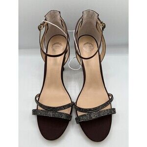 L. Miller Rhinestone Strappy Heels Women’s Sandals Brown Ankle Strap SIZE 11